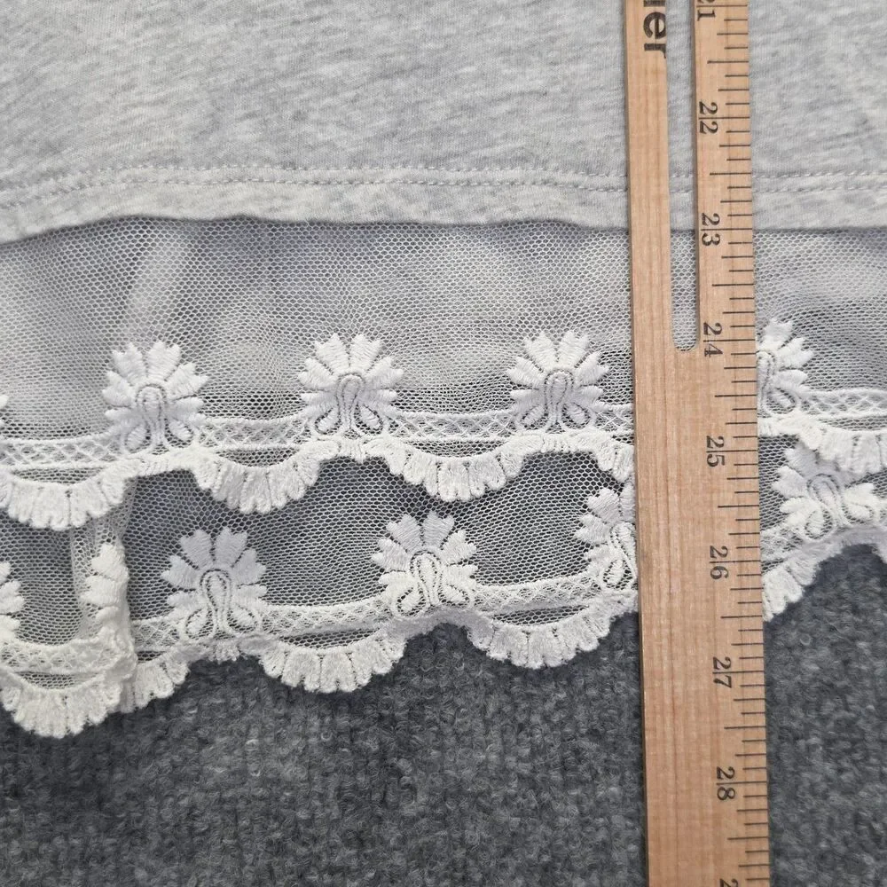 L.A. Hearts Tank Top Womens XS Gray Halter Embroidered Lace Hem Jersey